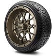 MODZ&reg; Vortex Bronze 14" Golf Cart Wheels and Arisun Cruze (205/30-14) Low Profile DOT Golf Cart Tires Combo - Set of 4