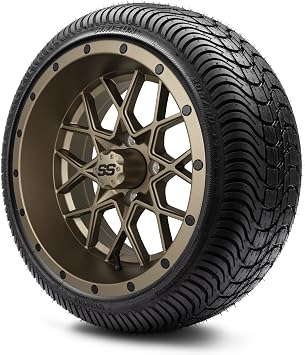 MODZ Vortex Bronze 14" Golf Cart Wheels and Arisun Cruze 205/30-14 Low Profile DOT Golf Cart Tires Combo - Set of 4
