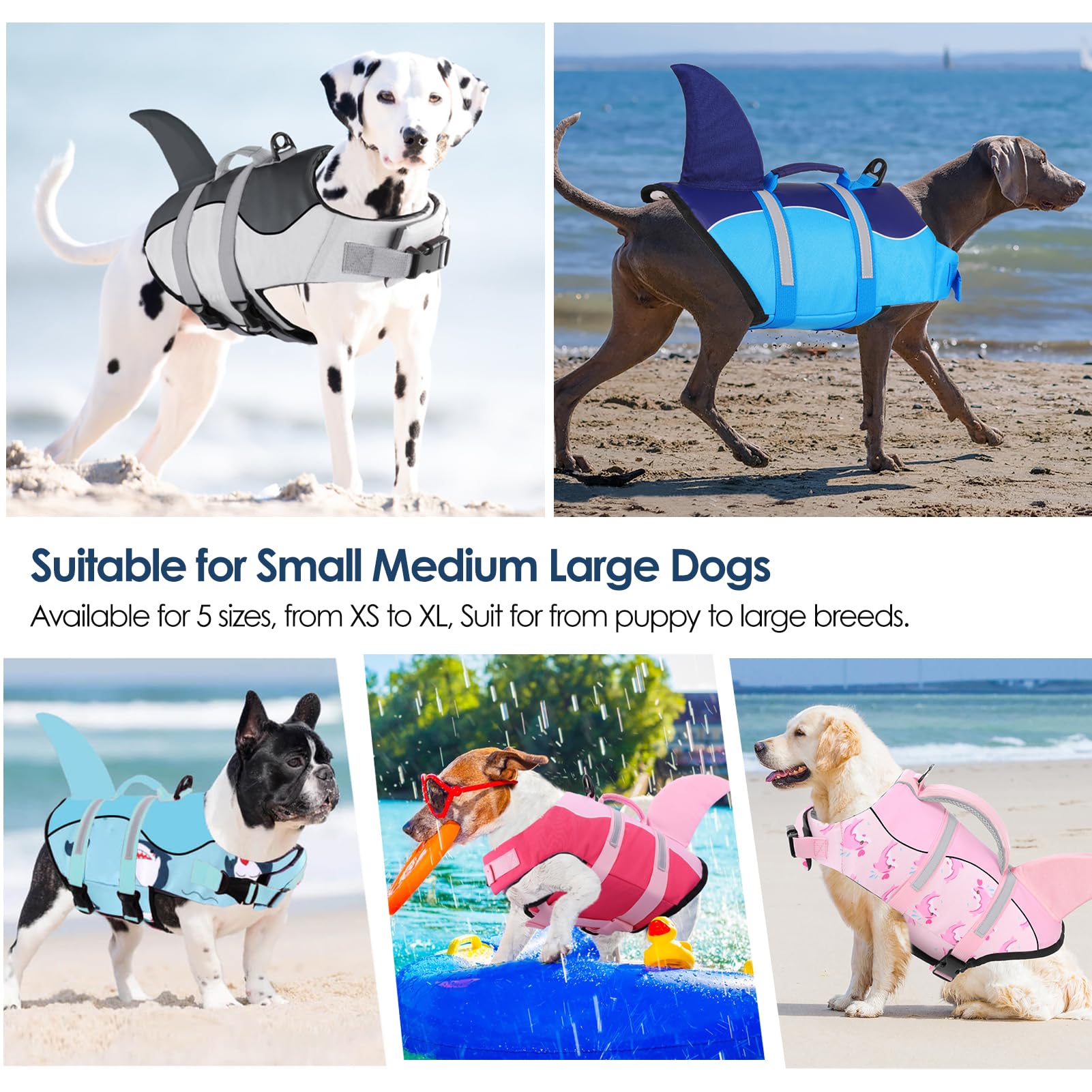 Dog Shark Life Jacket Fragralley High Buoyancy With Tear