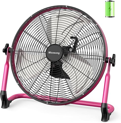 Ventilador portátil de 18 pulgadas, funciona con pilas, ventilador de campamento inalámbrico recargable para exteriores, salida USB, inclinación de