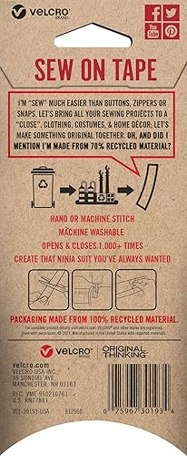 Vista 31 de VELCRO Brand ECO Collection - Cinta adhesiva para coser de 36 x 3/4 pulgadas, materiales sostenibles 70% reciclados, duraderos y lavables