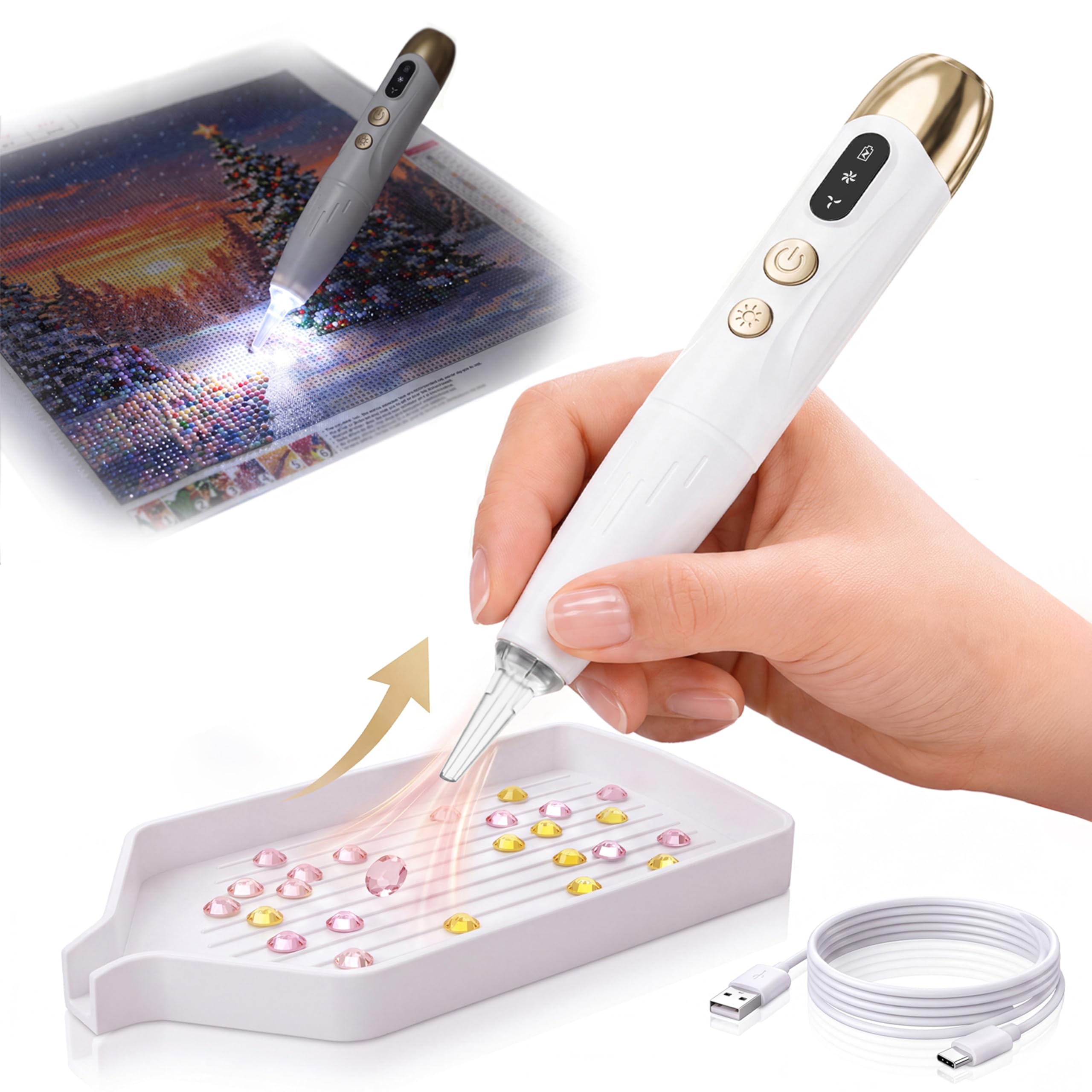 yunshvren Electric Diamond Painting Pen with Light
