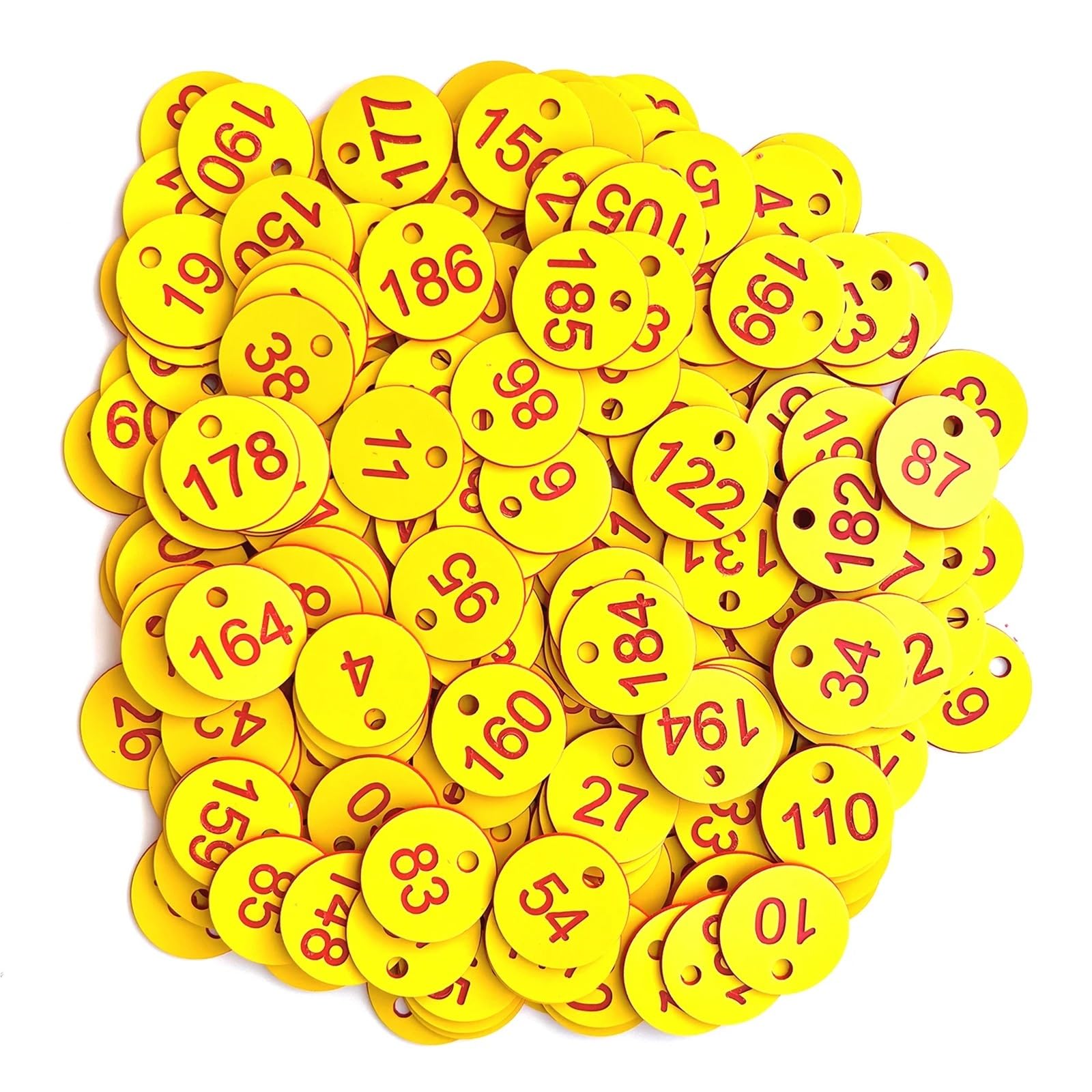 GPDNBIEU Numbered labels, Plastic Number Tags 1000 pcs 1-1000 Multicolor(1-1000 Yellow Red)