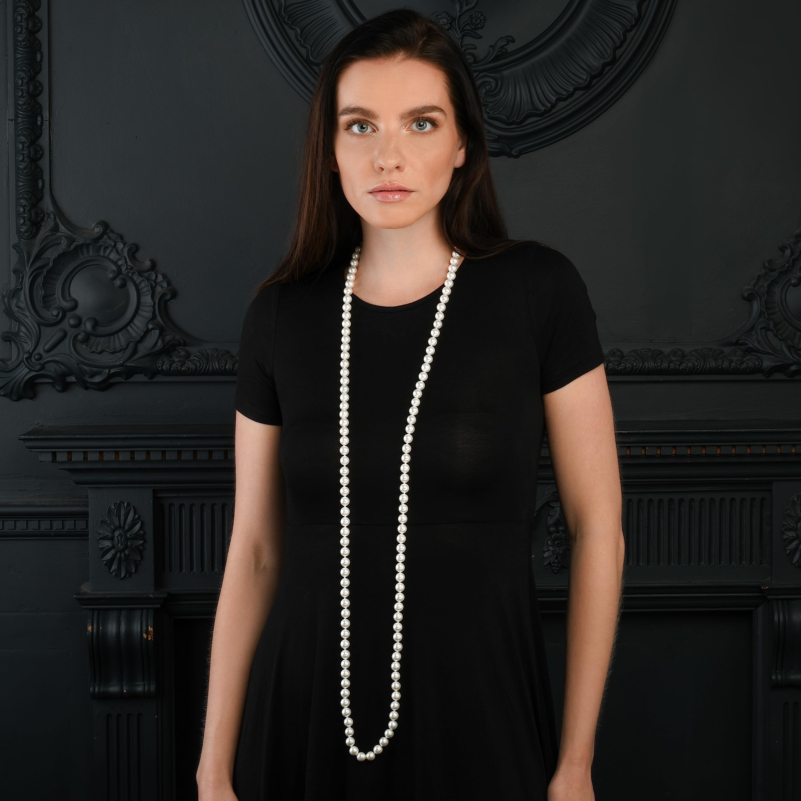 ZAVANA Elegante Collana Lunga di Perle da Donna in Perle di Conchiglia – Collana Senza Chiusura Multi-Giro, Bigiotteria di Qualità con Sacchetto Regalo