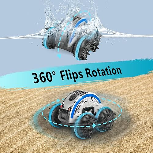 Miniatura 4 de Cheerwing 2.4 GHz todo terreno impermeable, auto de control remoto anfibio, rotación de 360 a control remoto, regalo para niñas y niños