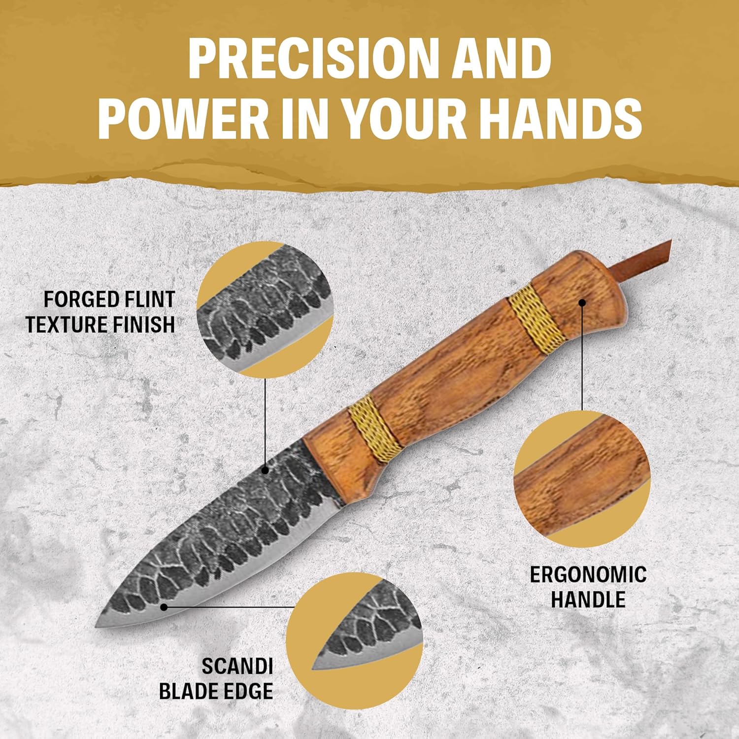 Condor Tool & Knife Cavelore Fixed Blade Knife with Leather Sheath - 1905 High Carbon Steel - Burnt American Hickory Handle - 4.3 Inches Blade - 7.8 Ounce