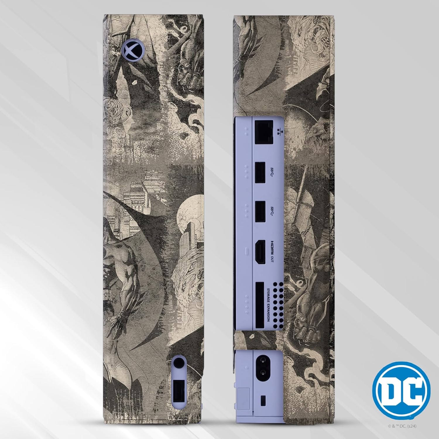 Head Case Designs Officially Licensed Batman DC Comics Collage Distressed Logos And Comic Book Game Console Wrap and Controller Skin Compatible With Xbox Series S Console & Controller Bundle