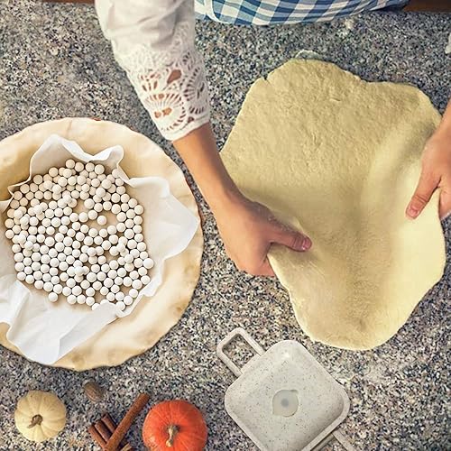 Miniatura 5 de PLANTIONAL Pesos de pastel para hornear 1.32 LB 0.394 in para hornear granos de cerámica con peso de corteza de pastel con recipiente de paja de