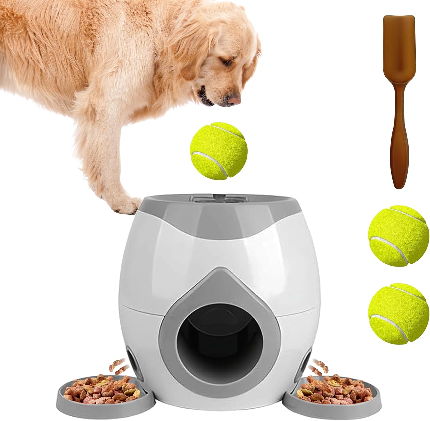 ABULL Interactive Dog Puzzle Toy - Drop The Ball to Get Treats, 2-in-1 Treat Dispenser & Slow Feeder for Healthy Eating, Keep Them Busy and Stop Boredom, Fun and Durable for All Breeds (Gray)