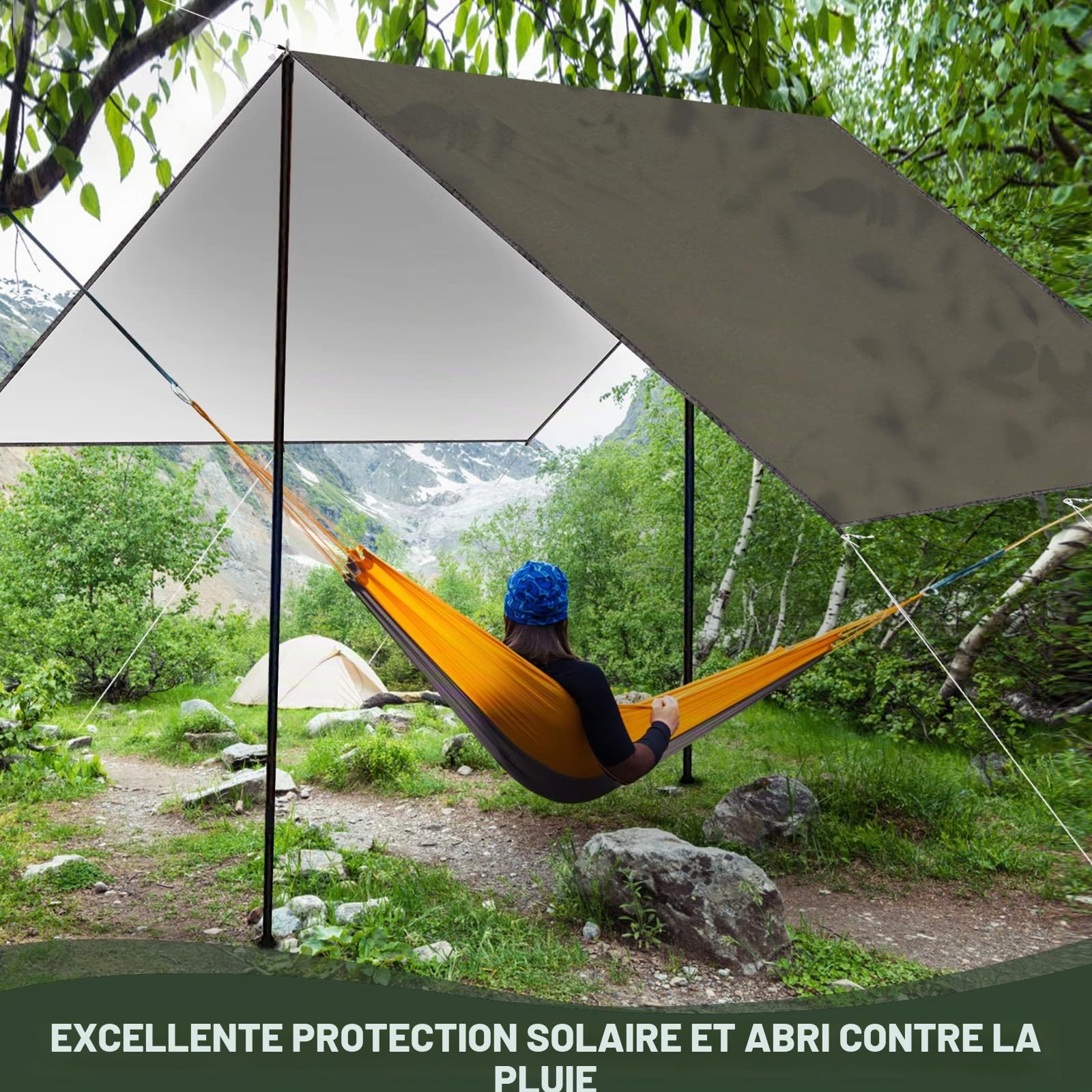 bâche de Camping imperméable, hamac Anti-Pluie Anti-UV abri Solaire Tente de Camping en Plein air bâche Coupe-Vent Anti-Neige bache de randonnée