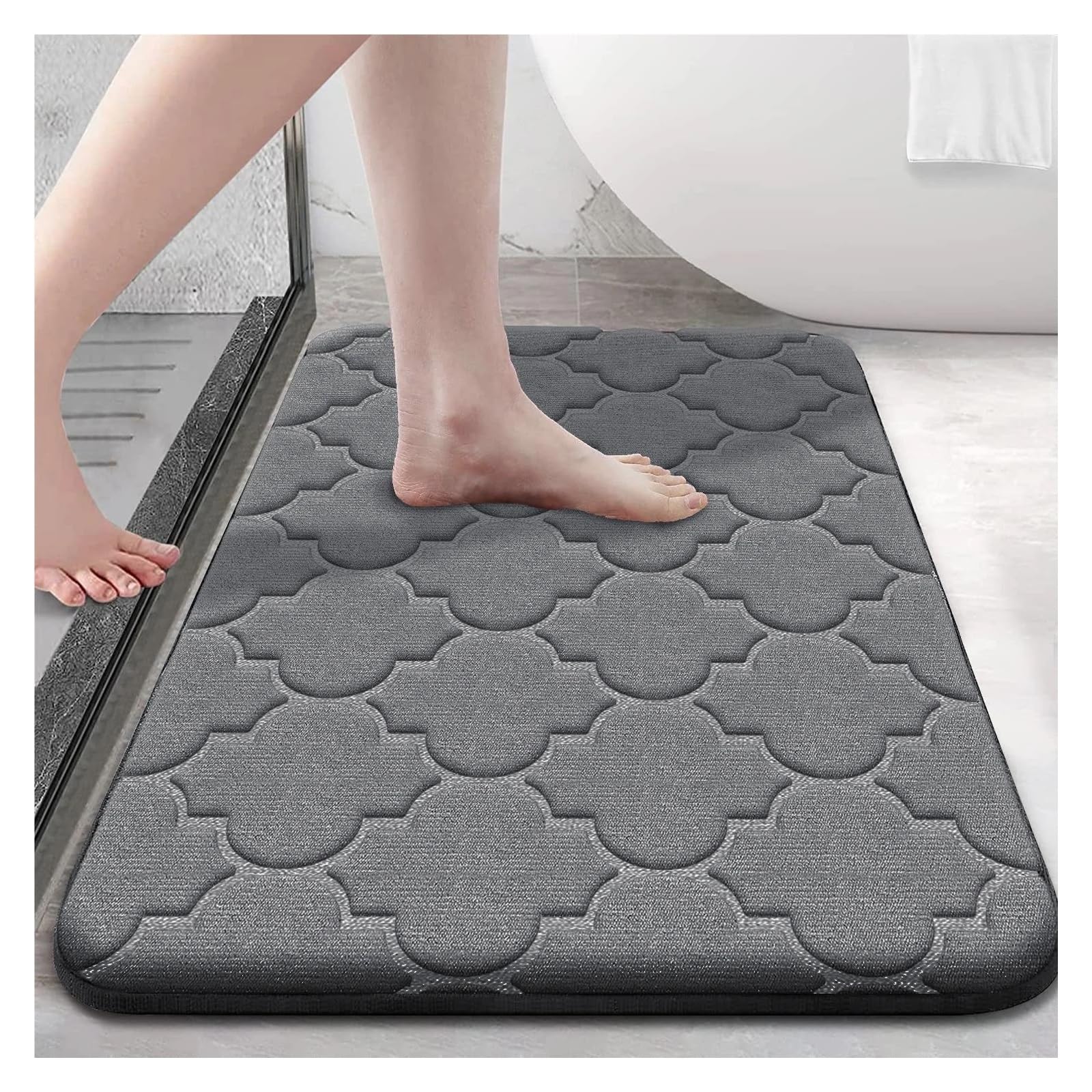 BEPHON Bathmat Bathroom Accessories Decor Memory Foam Bathroom Rug Anti-slip bathroom mat Soft floor mat Non-Slip Water Absorbent and Machine Washable(Dark grey,50cm x 80cm)