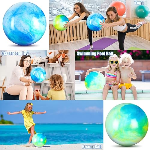 Miniatura 10 de Deekin 2 bolas hinchables marmoleadas de 15 pulgadas y 18 pulgadas grandes de hedstrom inflables de goma, juguetes sensoriales para agua escolar al