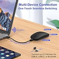 Vista 2 de Bluetooth Wireless Mouse for MacBook Air Mac Pro iPad Laptop Computer Pad Optical Rechargeable Slim Silent Dual Mode