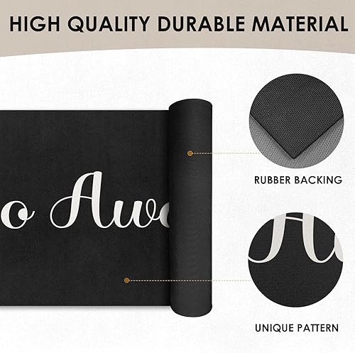 Miniatura 4 de Tapete para puerta con texto en inglés Go Away, de 17 x 30 pulgadas, divertido tapete de bienvenida negro decorativo para el hogar, parte trasera de