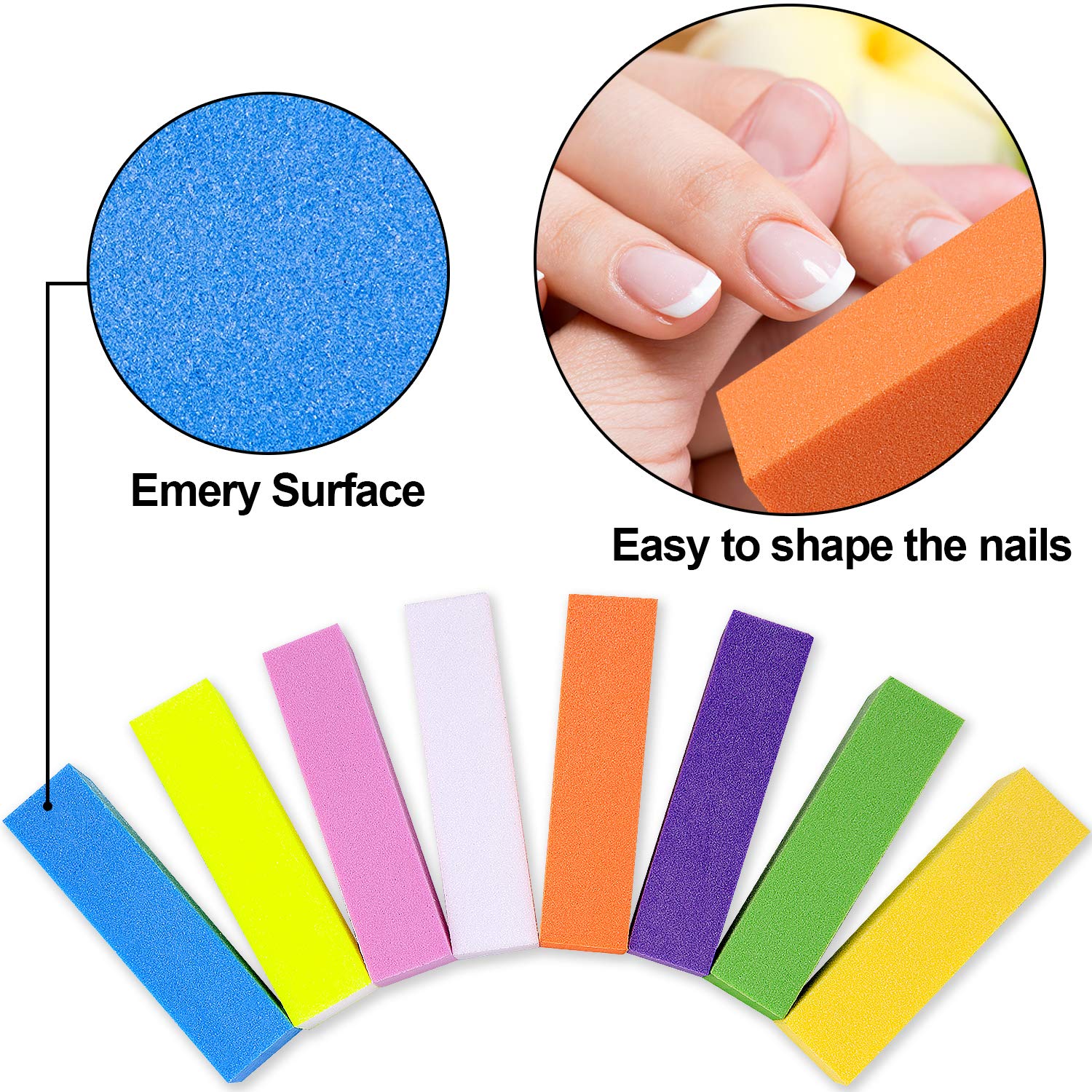 BQTQ 36 Pcs Nail Files and Buffers Set with 19 Pcs 100/180 Grit Nail File 12 Pcs Nail Buffer 2 Pcs Handle Grip Nail Brush 1 Pc Soft Nail Brush 2 Pcs Dead Skin Pusher for Acrylic, Gel, Natural Nails