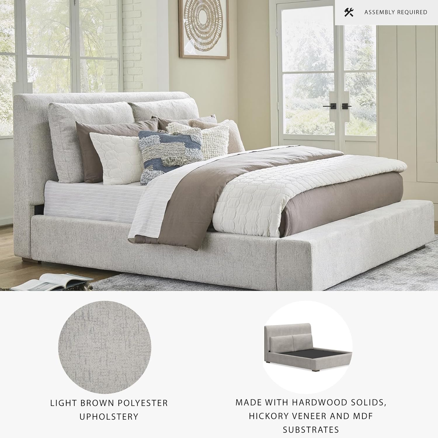 Signature Design by Ashley Cabalynn Casual King Upholstered Bed, Foundation or Box Spring Needed, Beige - Image 4