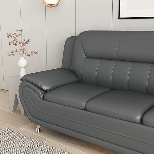 Miniatura 8 de Container Furniture Direct Michael Modern - Sofá tapizado de piel sintética con patas de acero inoxidable, para sala de estar, sofá, silla, color