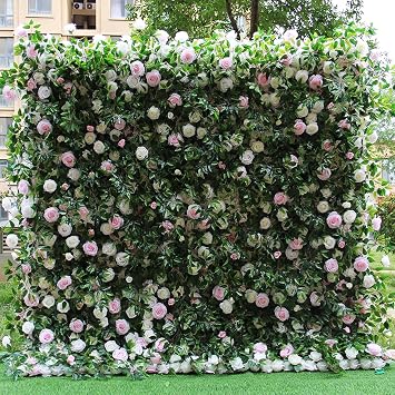 Artificial Flower Wall Panels, 3D Flower Wall Mat Flower Wall Panel Decor Backdrop for Indoor/Outdoor Home Event Celebration Party Wedding 2x2m
