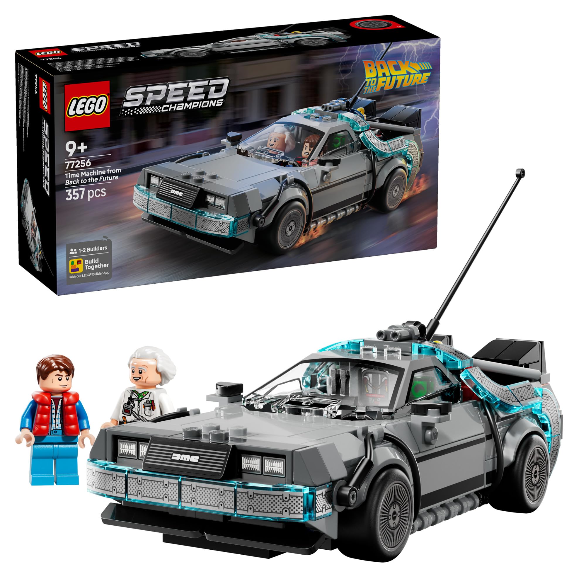 LEGO Speed Champions Time Machine from Back to The Future Building Toy for Kids - Pretend Play & Display Car Toy W/ 2 Build Modes for Boys & Girls, Ages 9+ - Gift Ideas for Birthdays & Fans - 77256