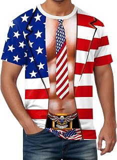 Men's American Flag Shirt 4th of July Short Sleeve T-Shirt Patriotic Tie Dye Tee Shirt (S-3XL)