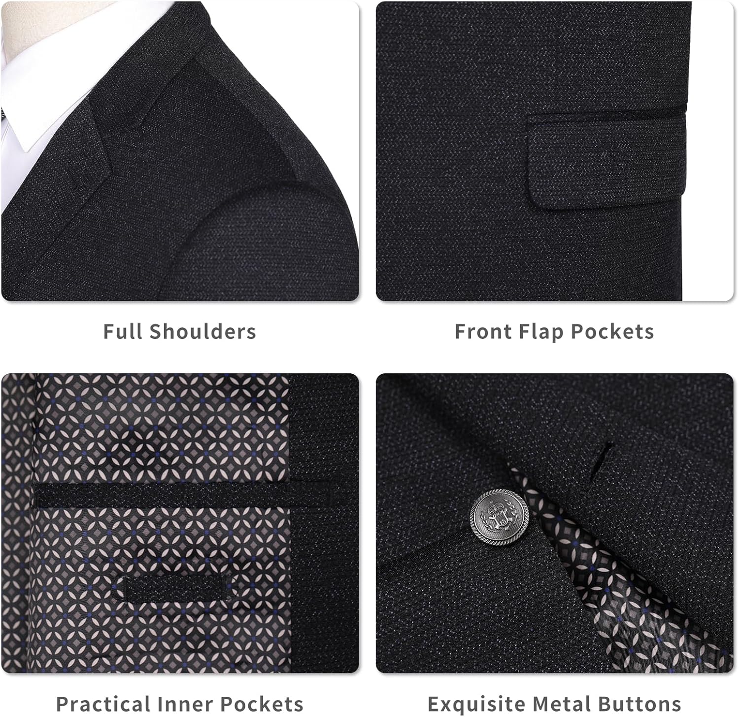 AMY ZHU Men's Knit Stretch Blazer Sport Coat Classic Fit Casual Business Suit Jacket, Regular & Big and Tall Sizes - Image 3