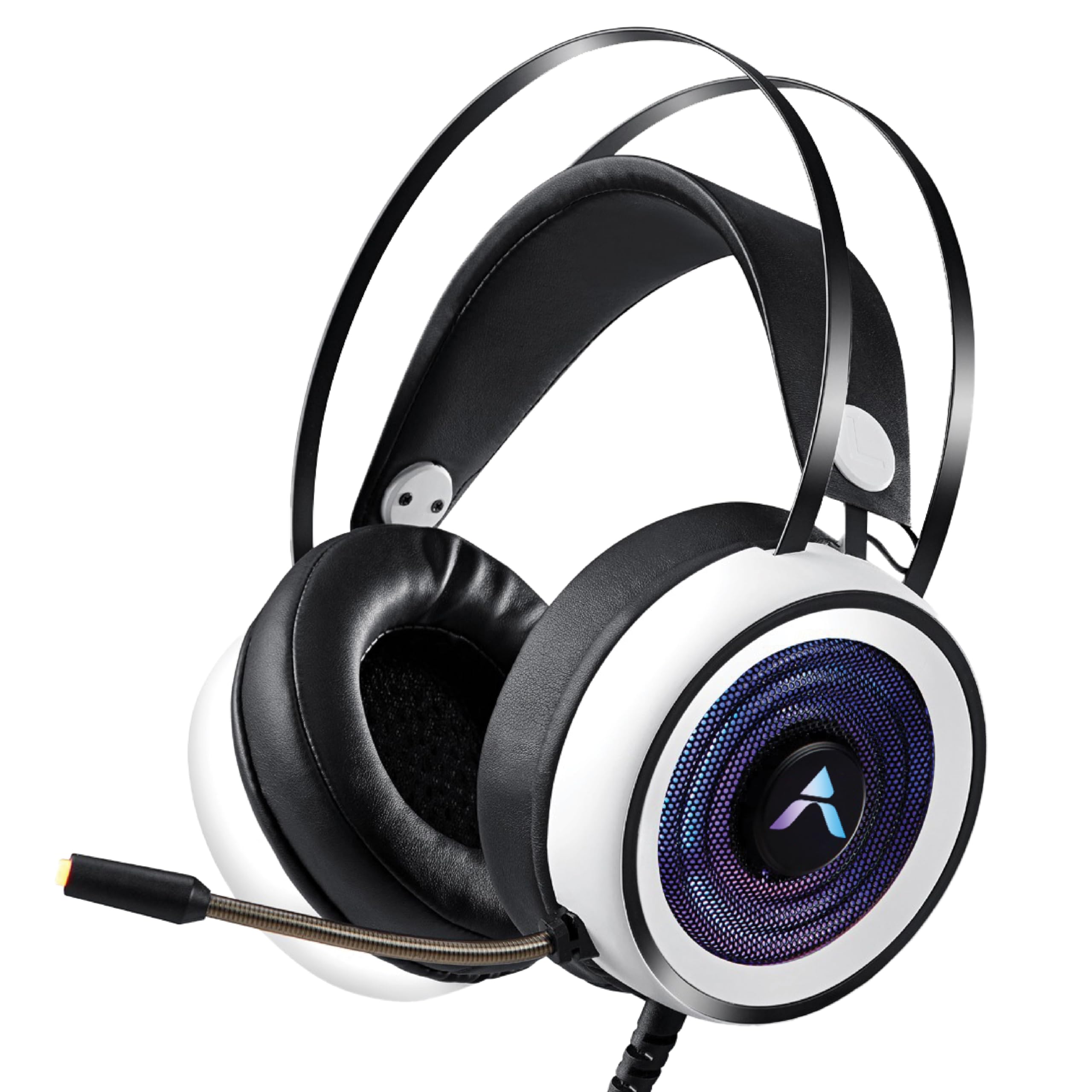 Adcom Striker USB Wired Over-Ear Gaming Headphones, RGB LED, 50mm Drivers, Omni-Directional Mic, Comfortable Design, Breathable Earcups, 3.5mm + USB, 2m Braided Cable, Noise Cancellation Mic (White)-image-32