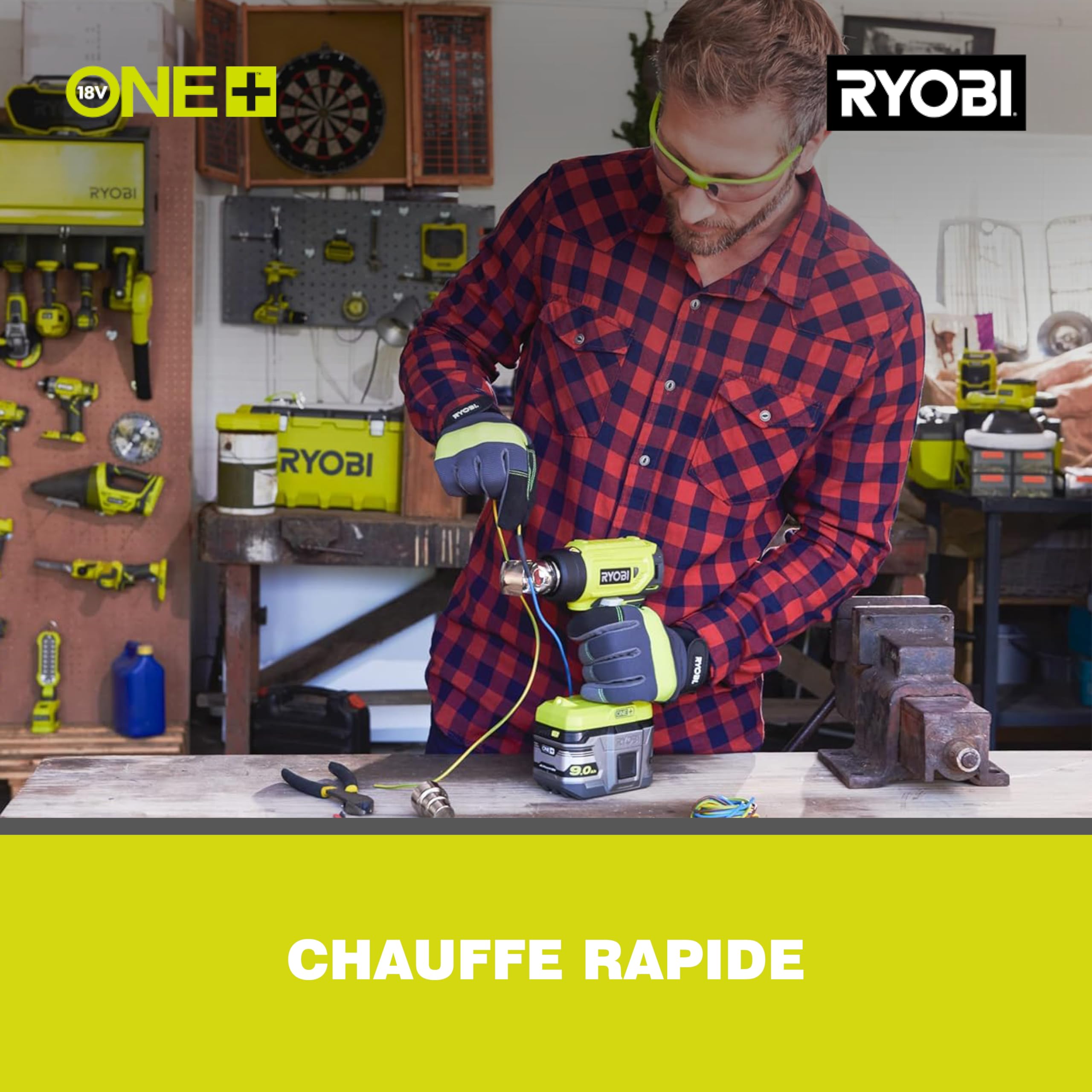 RYOBI Pistolet Thermique Sans Fil 18V ONE+ R18HG-0 470°C 2 Buses Compact Léger Décollage Peinture Thermo-Rétractable