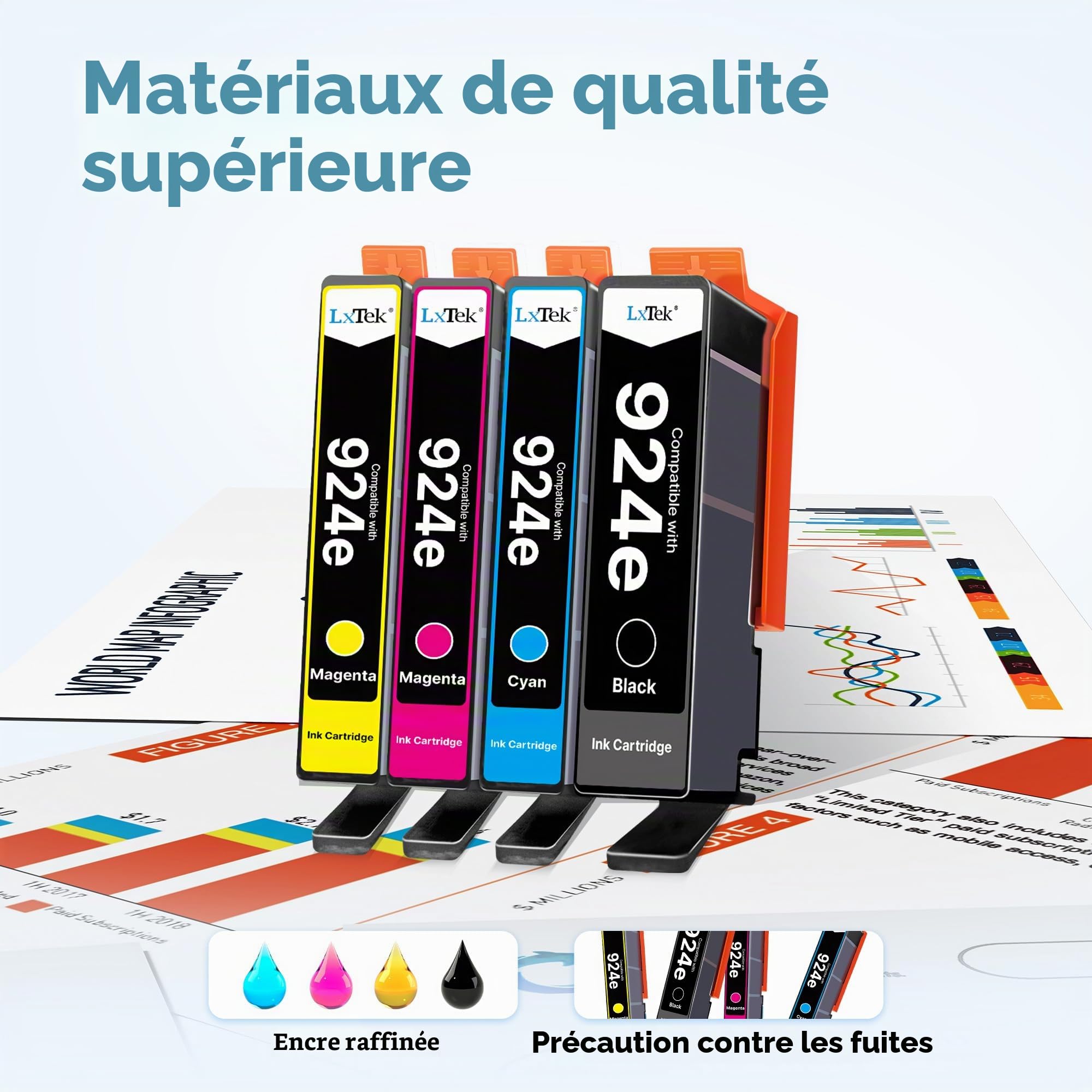 LxTek 924e Cartouches d'encre pour HP 924 924e pour HP 8122e 8132