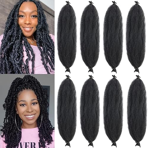Cabello trenzado Marley Twist de 24 pulgadas, 8 paquetes de cabello afro trenzado elástico preseparado para rizos suaves de mariposa, extensiones de