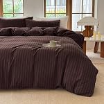 100% Coton lavé Couvercle Ensemble Queen Taille Comfy Bande douce respirante Texture durable Lin Feel Bedding pour toutes les saisons (Dusty Purple, Queen Taille)