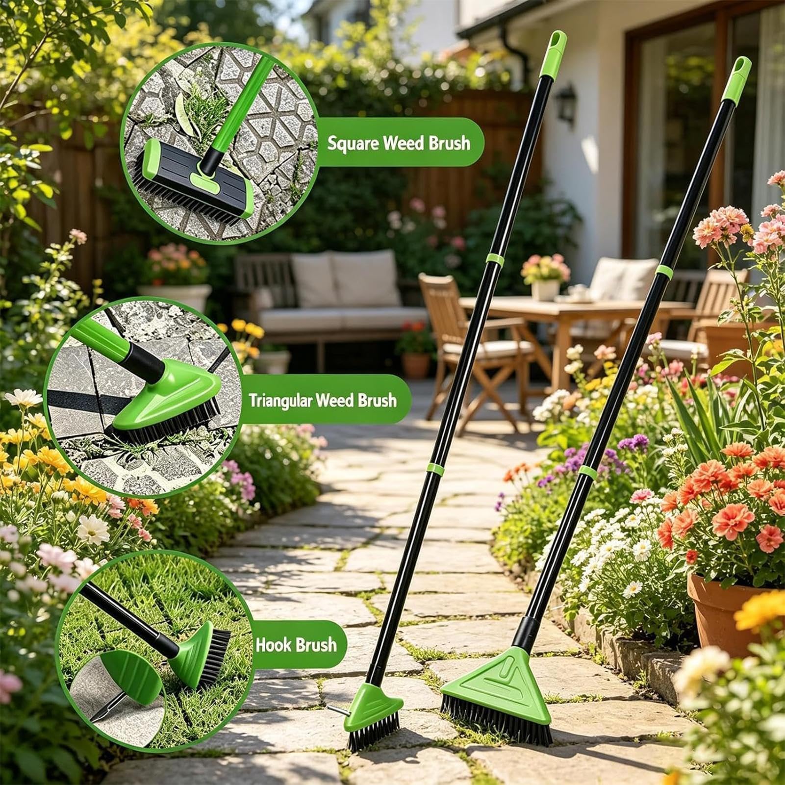 Outil pour enlever l'herbe Brosse nettoyante avec poignée réglable
