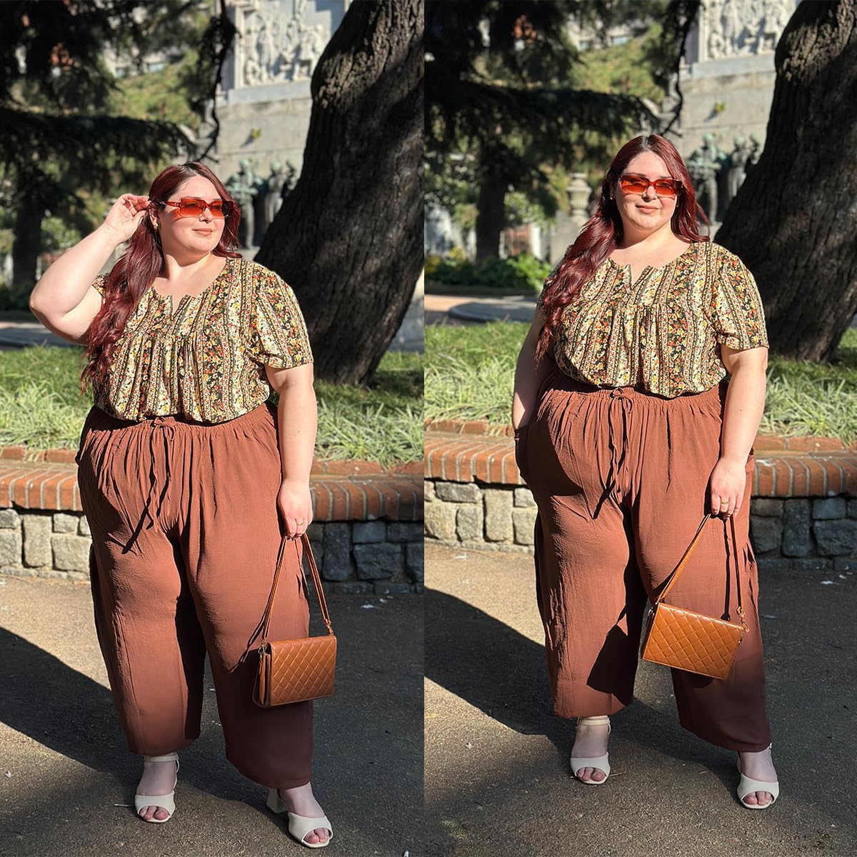 CARCOS Plus Size Pants Womens Summer Palazzo Harem Pants Drawstring Lantern Beach Pant Ankle Vacation Pant with Pocket Xl-5XL - Image 2