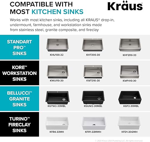 Miniatura 9 de Kraus Estante de secado multiusos de acero inoxidable para fregadero de cocina, soporte de esponja, organizador de fregadero con toallero,