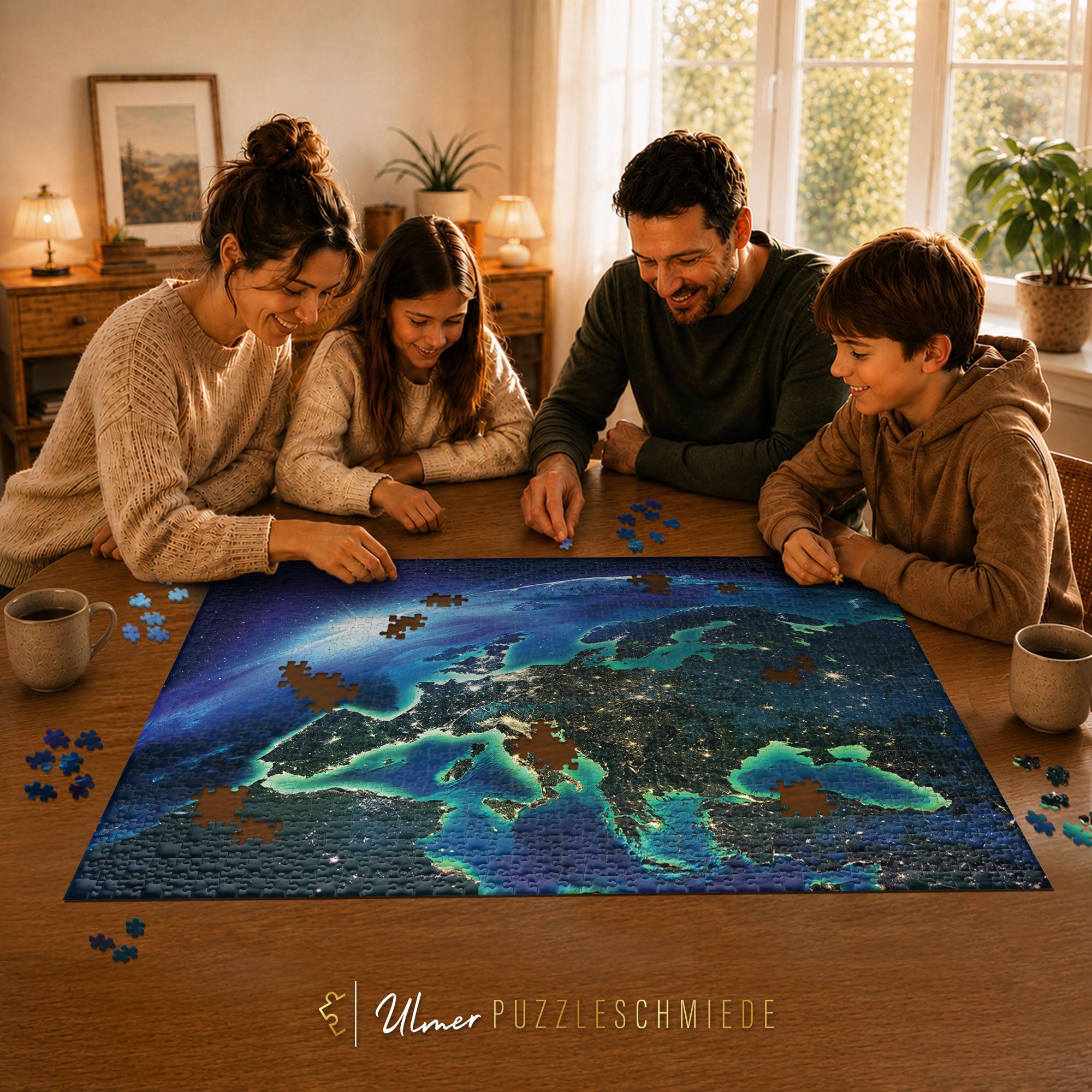 Ulmer Puzzleschmiede - Puzzle de 2000 pièces - Spectaculaire puzzle de l'Europe en perspective spatiale la nuit