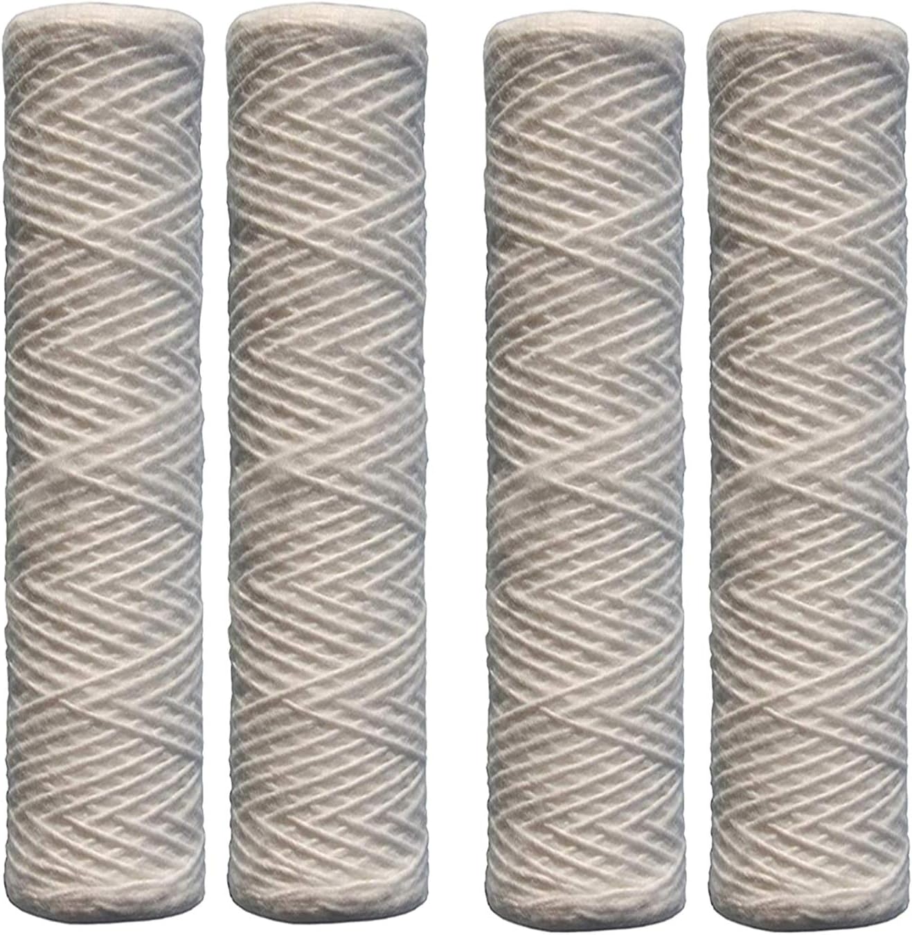 Compatible with EPW2S String Wound Whole Home Replacement Water Filter-Universal Fits Most Major Brand Systems (4 Pack), White
