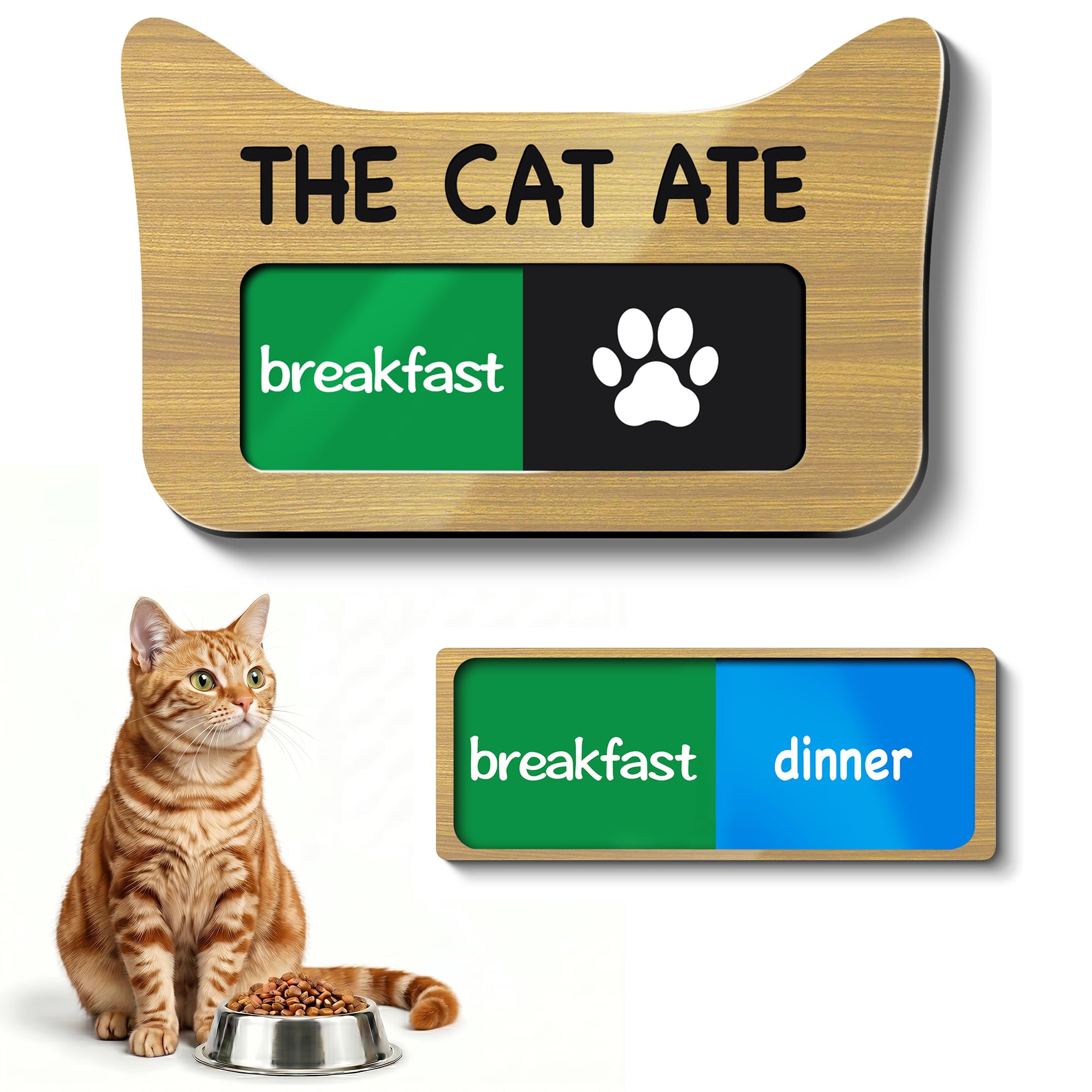 Recordatorio de alimentación para gatos de acrílico magnético EliteSign señal de dos áreas