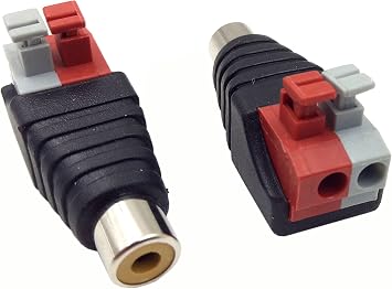 2-Pack Speaker Phono RCA Female to 2 Screw Terminal Strip Audio Video Spring Press Type Balum Connector Adapter RCA F/AV F