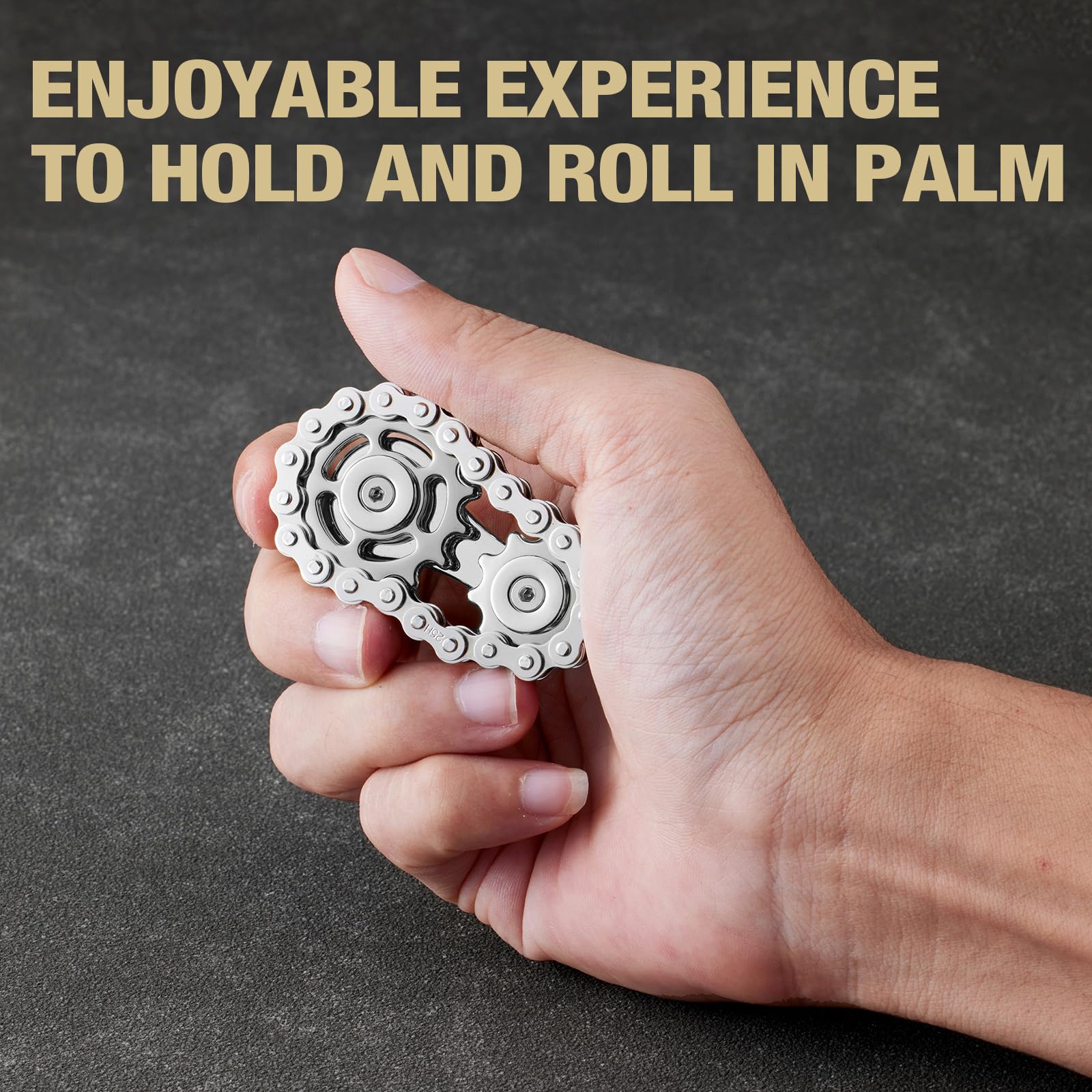 Metal Fidget Chain Hand Finger Spinners Spinning Roller Toy for Adults,Cool Office Home Classroom Traval Desk Meeting Gadgets Gifts for ADHD ADD Autism and Stress Anxiety Relief.(Silvery)