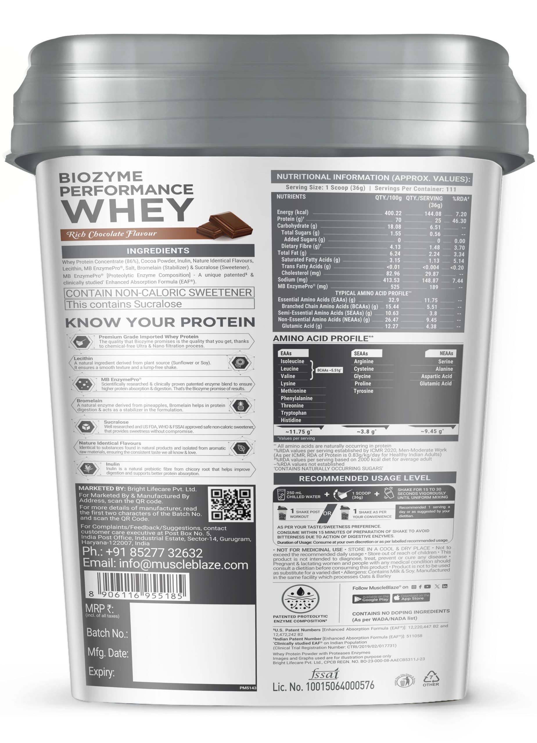 MuscleBlaze Biozyme Performance Whey Protein Powder, 4kg (8.8lbs) — Amazon image 7