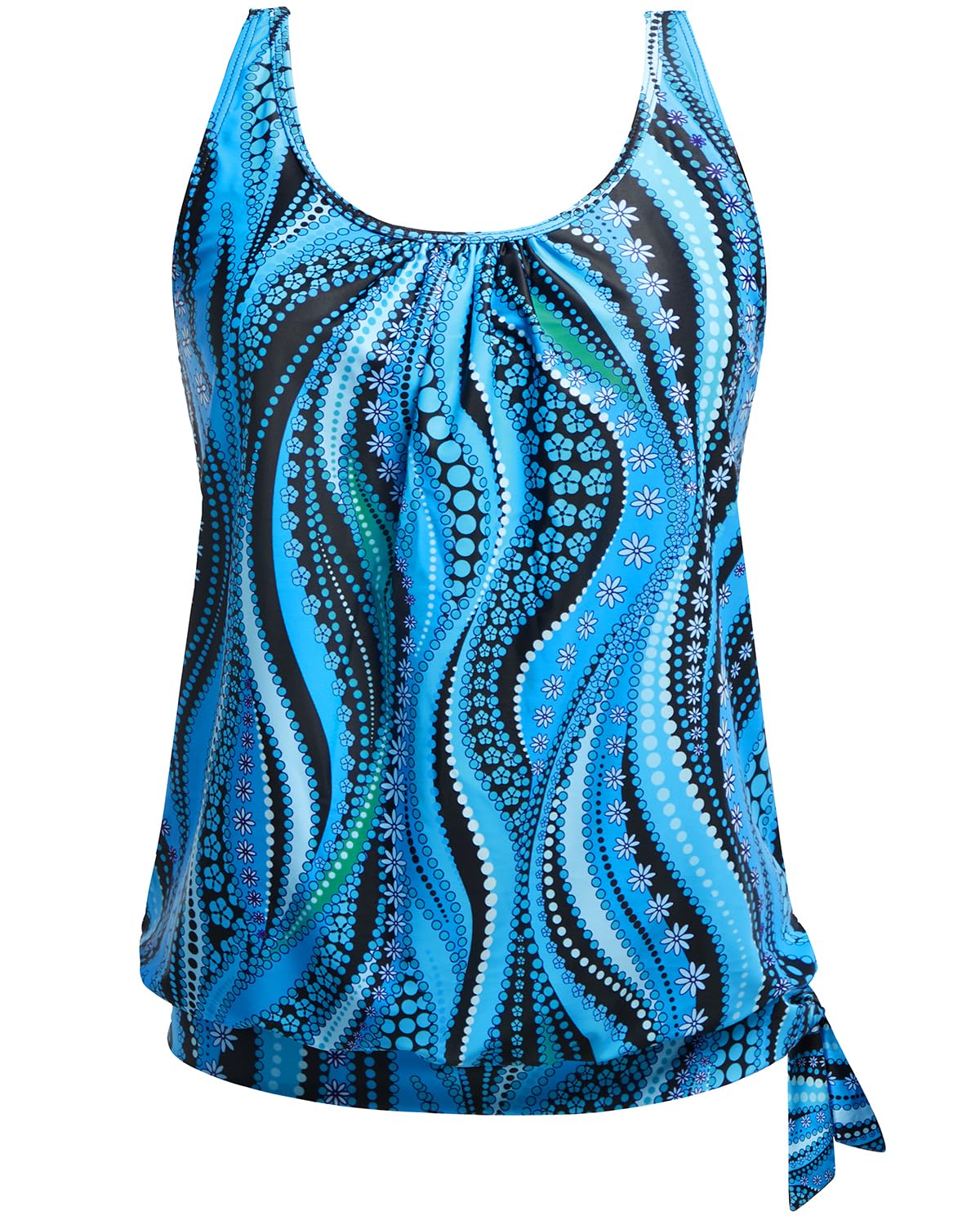 yonique Womens Blouson Tankini Top Only Loose Fit Swim Top No Bottom Modest Swimsuit-picture-31