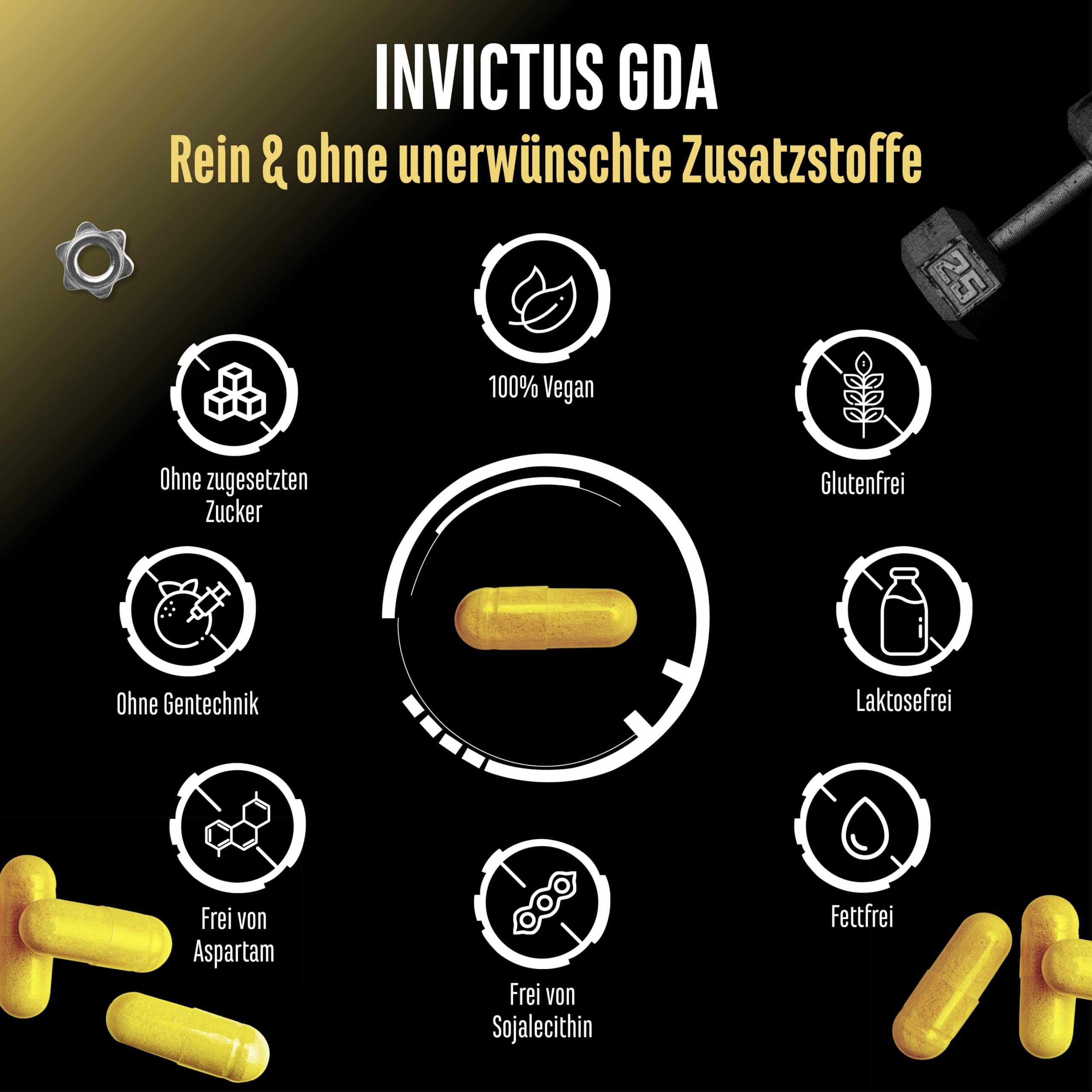GEN GERMAN ELITE NUTRITION Invictus G.D.A - 120 Kapseln | Berberin-Komplex mit Markenrohstoff Cinnulin PF® & Na-R-Alpha-Liponsäure - Glucose Disposal Agent (GDA) - Laborgeprüft