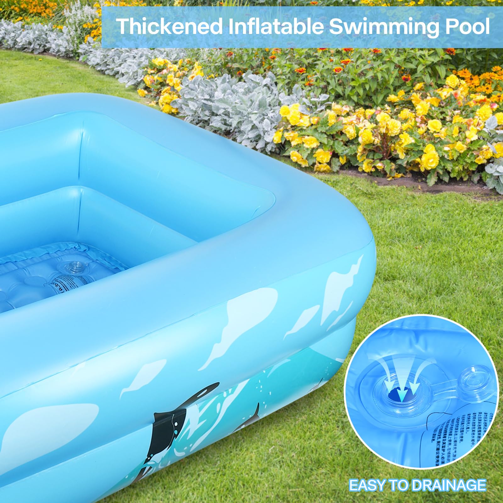 Piscina gonfiabile per bambino, famiglia, giardino, cortile, gioco d'acqua, 110 x 83 x 34 cm