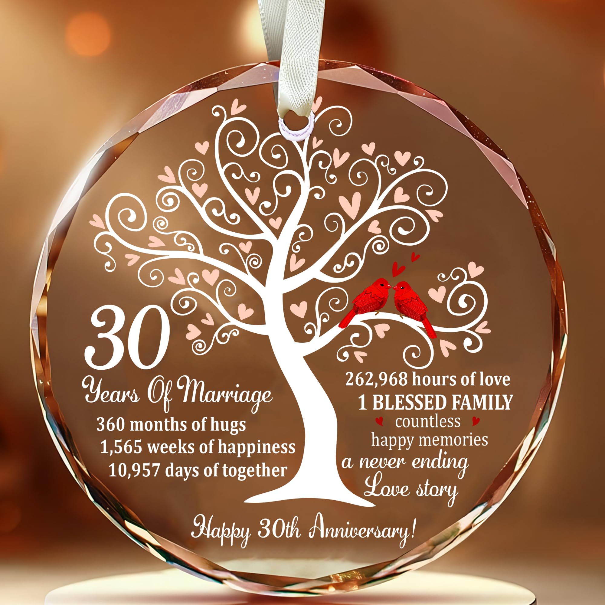 Bozspacer 30th Wedding Anniversary Ornament for Husband, Wife, Parents or Couples - Pearl Anniversary Wedding Gifts, Keepsake – Elegant Christmas