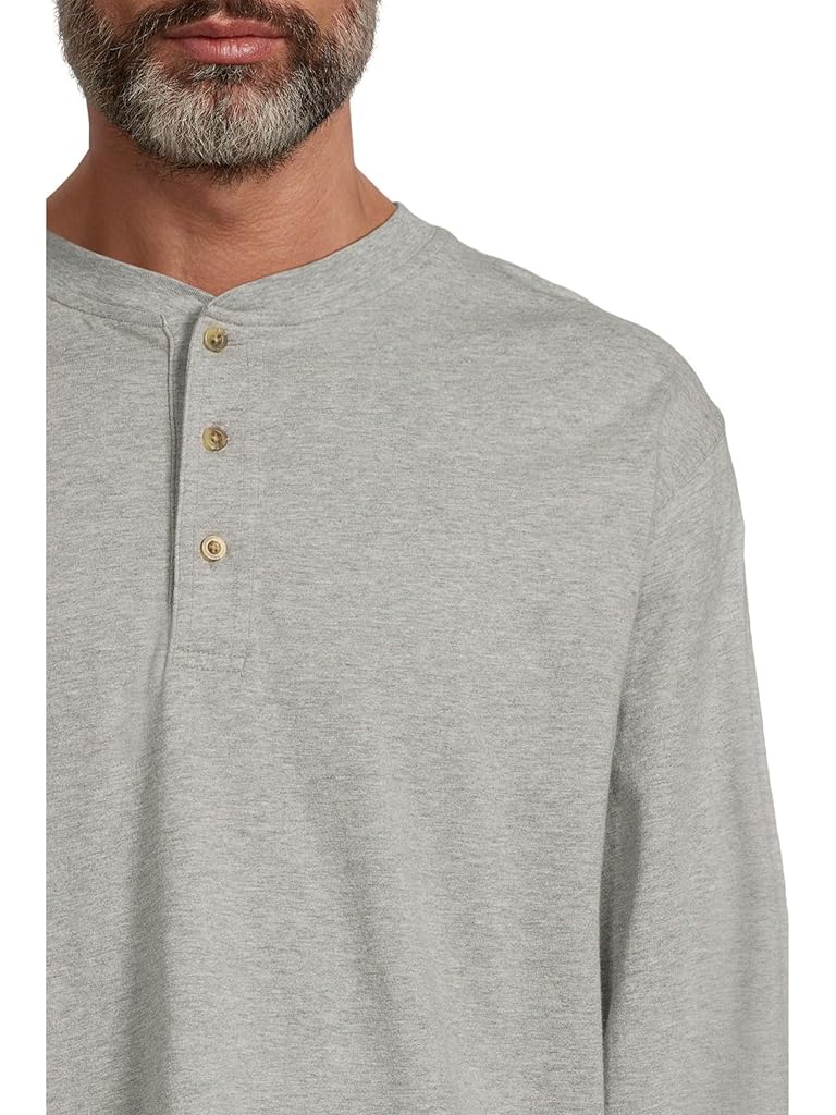 Gray L.L.Bean Carefree Unshrinkable Tee Traditional Fit Long-Sleeve Henley