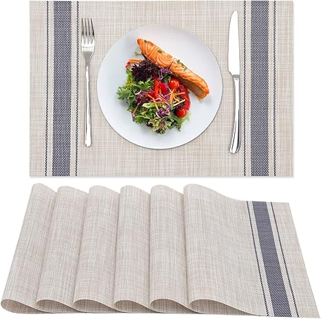 Review Kitchen Placemat Set 6, Vinyl Table Protector Dining Dish Desk Mat Heat Resistant Wipeable Square Plastic Patio Pad 18×12 Inch (6Pcs, Blue) Review Kitchen Placemat Set 6, Vinyl Table Protector Dining Dish Desk Mat Heat Resistant Wipeable Square Plastic Patio Pad 18×12 Inch (6Pcs, Blue)