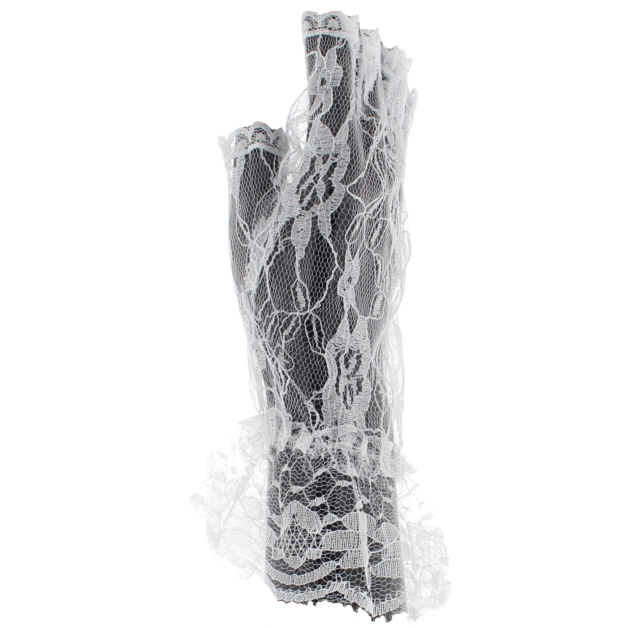 Zac's Alter Ego 80s Style White Short Lace Fingerless Gloves with Cuff