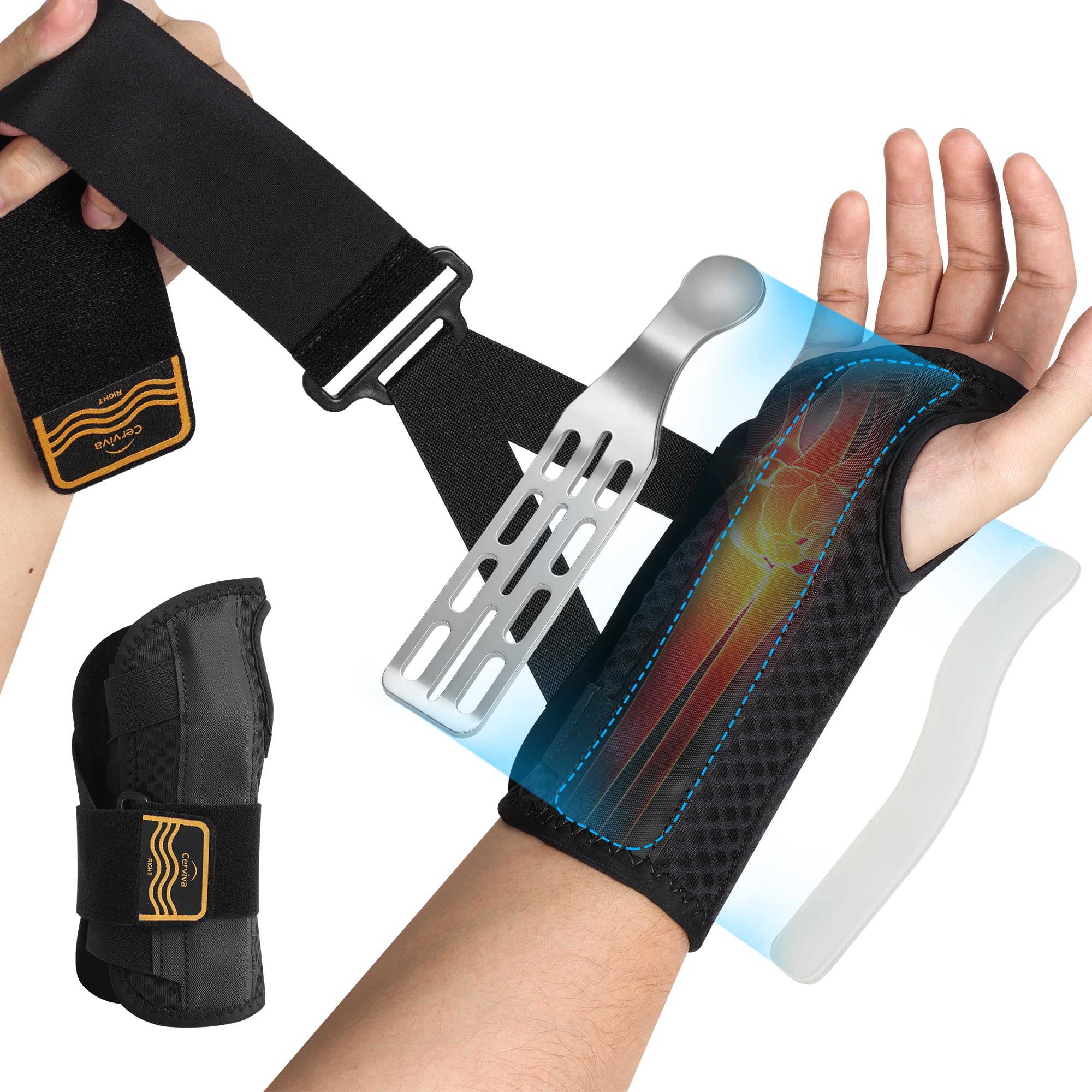 Carpal Tunnel Wrist Brace Night Support for Women Men Pain Relief Metal Wrist Splint for Tendonitis Arthritis Sprain
