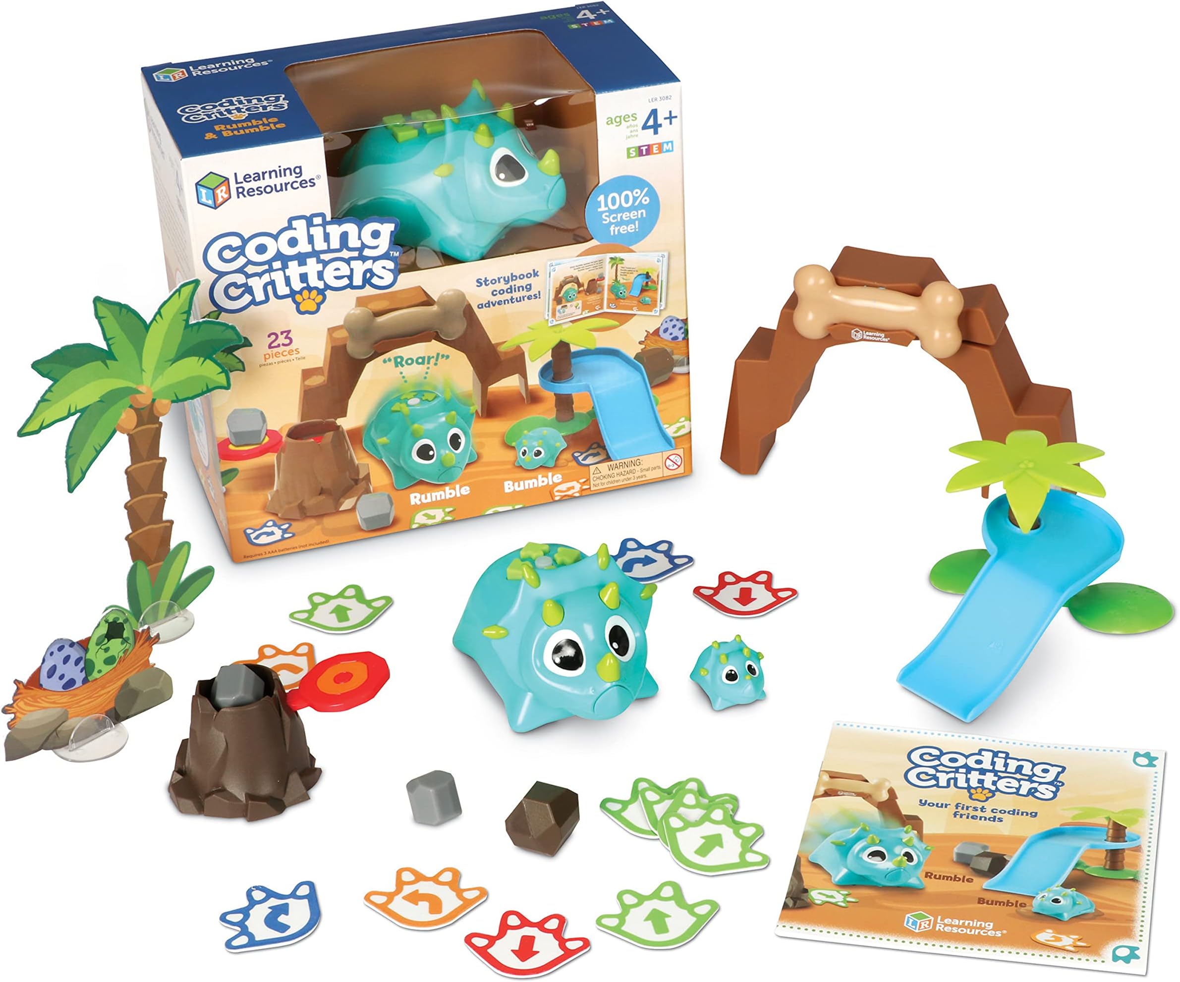 Coding Critters Rumble & Bumble - 23 Pieces, Ages 4+, Educational Games, Screen-Free Toy For Kids, Interactive STEM Pet