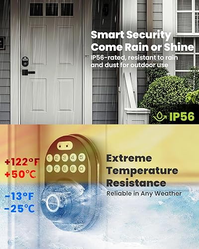 Miniatura 3 de Cerradura inteligente de cerrojo de entrada sin llave UF03 GreenShield Sin APP Cerraduras eléctricas impermeables para puerta delantera, cerraduras