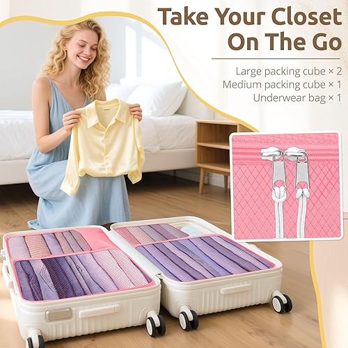 Miniatura 2 de YAMIU 7 unidades22 cubos de embalaje para maletas, incluye cubos de equipaje, bolsas de aseo impermeables y bolsas con cremallera organizadores